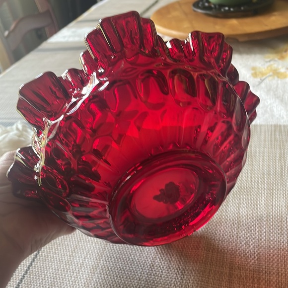 Fenton ruby red thumbprint bowl - Picture 3 of 3